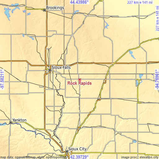 Topographic map of Rock Rapids