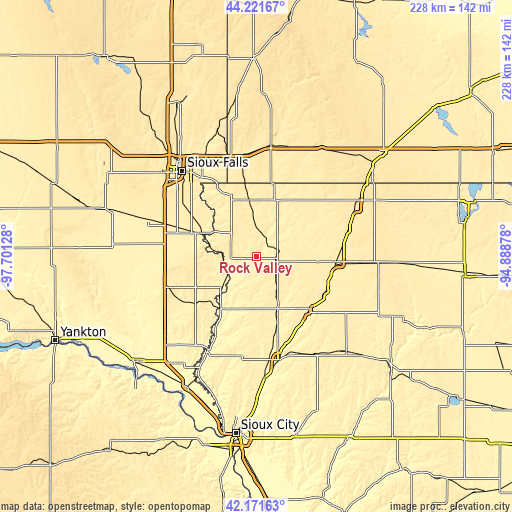 Topographic map of Rock Valley