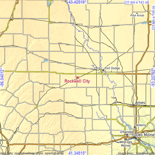 Topographic map of Rockwell City