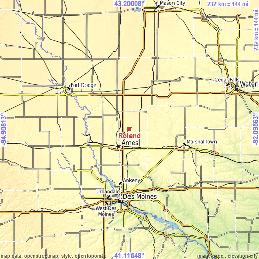 Topographic map of Roland