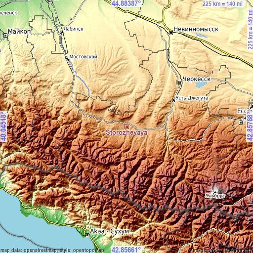 Topographic map of Storozhevaya