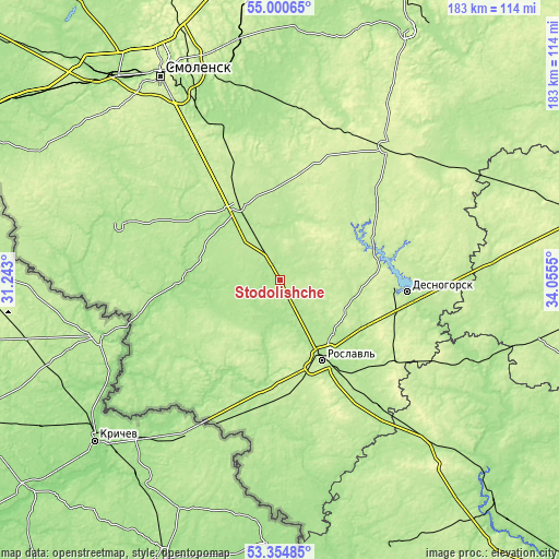 Topographic map of Stodolishche