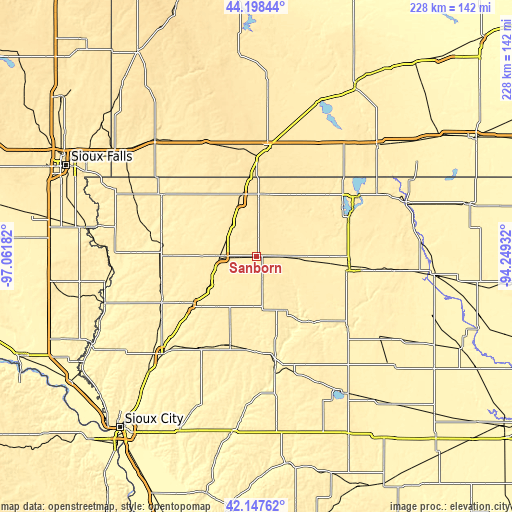 Topographic map of Sanborn