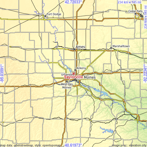 Topographic map of Saylorville