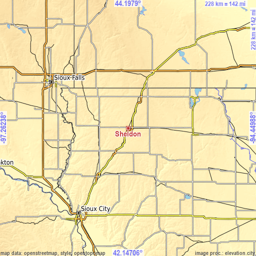 Topographic map of Sheldon