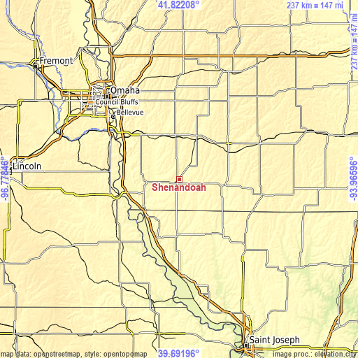 Topographic map of Shenandoah