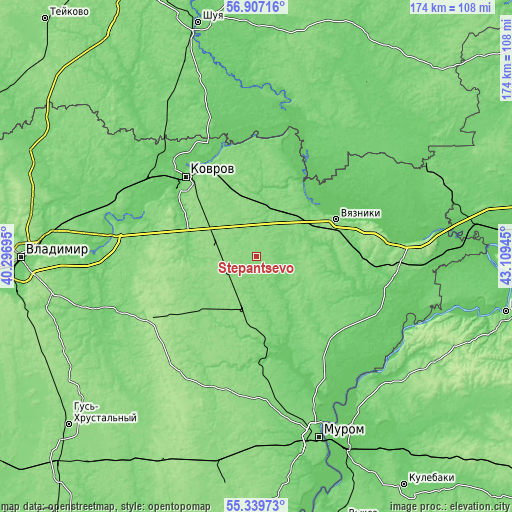 Topographic map of Stepantsevo
