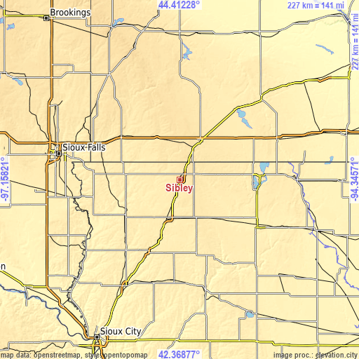 Topographic map of Sibley