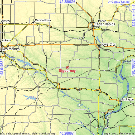 Topographic map of Sigourney