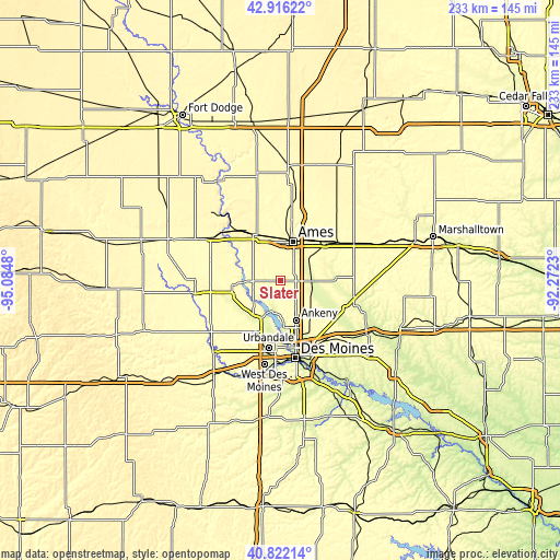 Topographic map of Slater