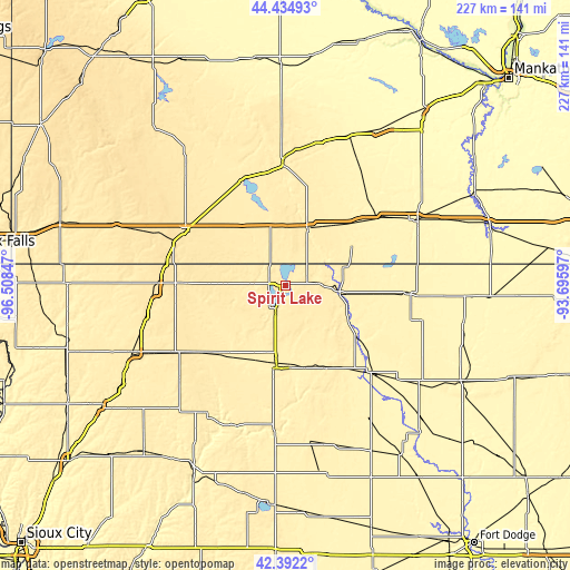 Topographic map of Spirit Lake