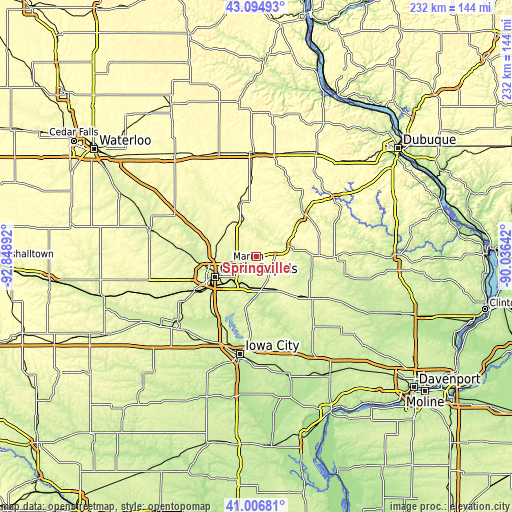 Topographic map of Springville