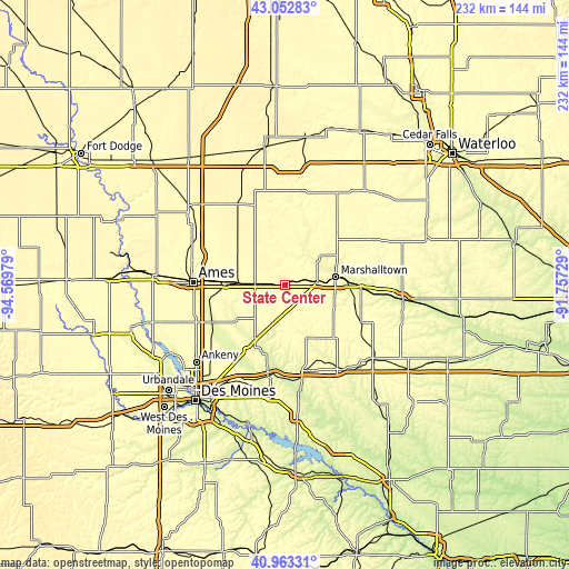 Topographic map of State Center