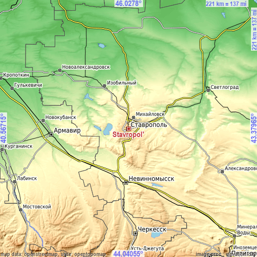 Topographic map of Stavropol’