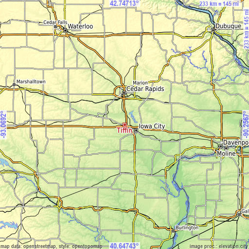 Topographic map of Tiffin