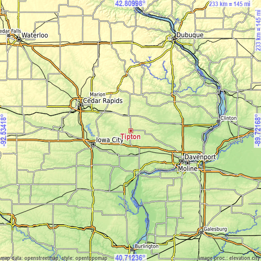 Topographic map of Tipton