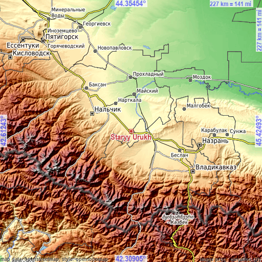 Topographic map of Staryy Urukh