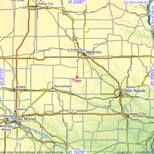 Topographic map of Traer