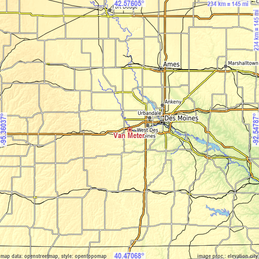 Topographic map of Van Meter