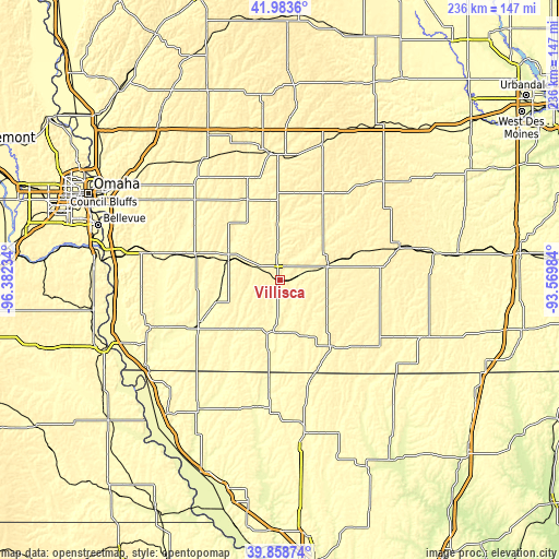 Topographic map of Villisca