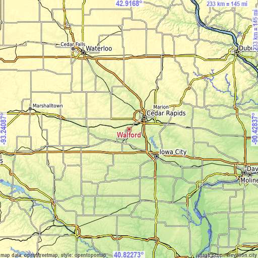 Topographic map of Walford