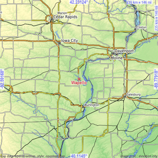 Topographic map of Wapello