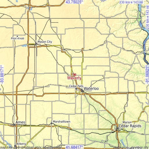 Topographic map of Waverly