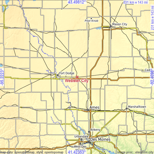 Topographic map of Webster City