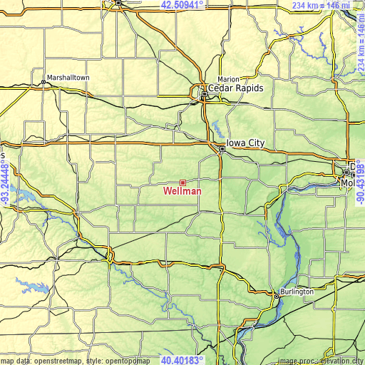 Topographic map of Wellman