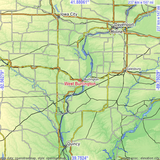 Topographic map of West Burlington