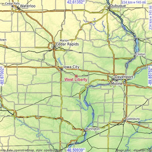 Topographic map of West Liberty