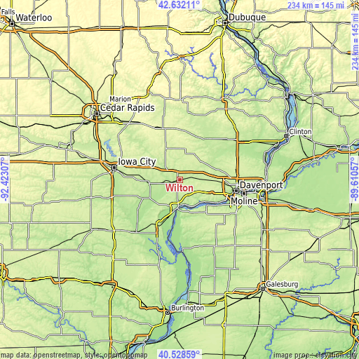 Topographic map of Wilton