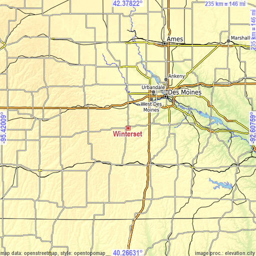 Topographic map of Winterset