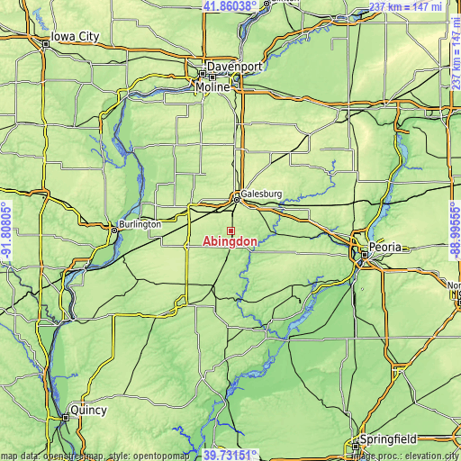 Topographic map of Abingdon