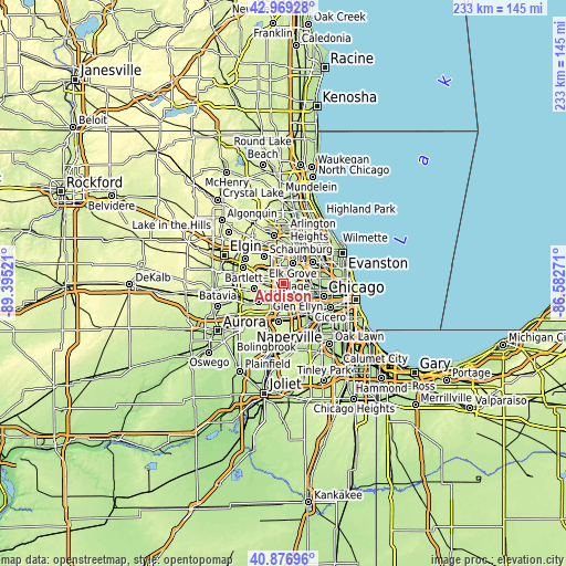 Topographic map of Addison