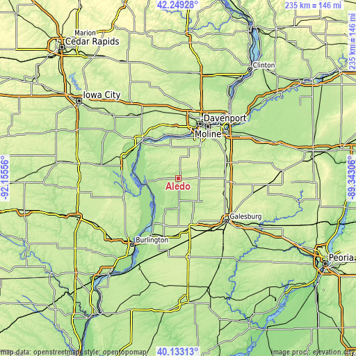 Topographic map of Aledo