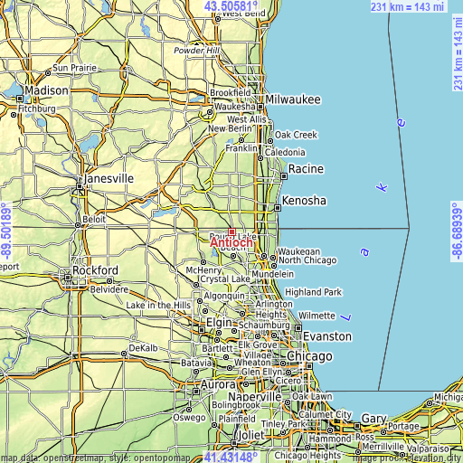 Topographic map of Antioch