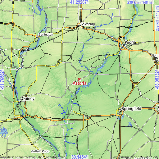 Topographic map of Astoria