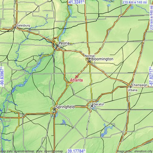 Topographic map of Atlanta
