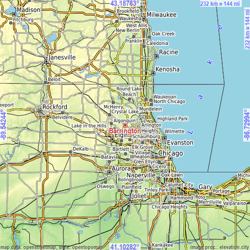 Topographic map of Barrington