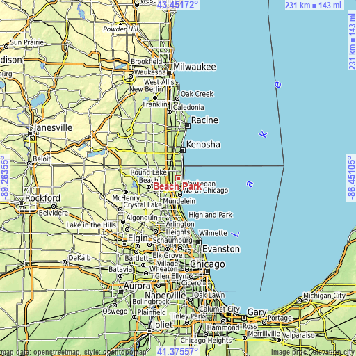 Topographic map of Beach Park