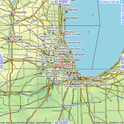 Topographic map of Bellwood