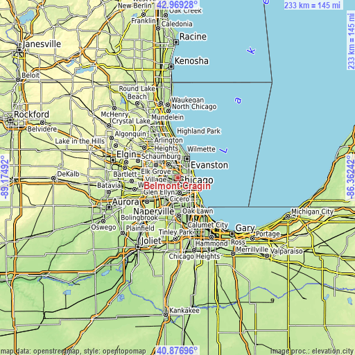 Topographic map of Belmont Cragin