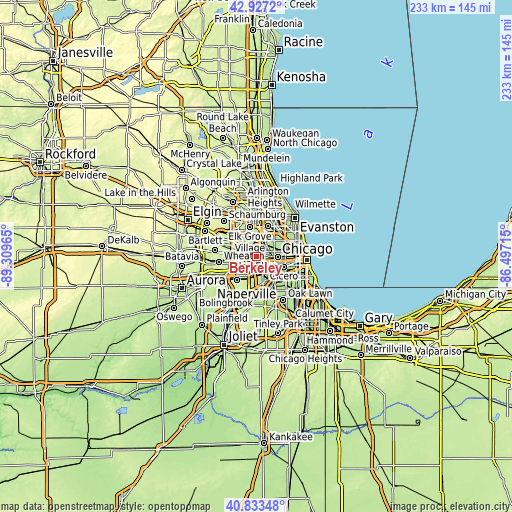 Topographic map of Berkeley