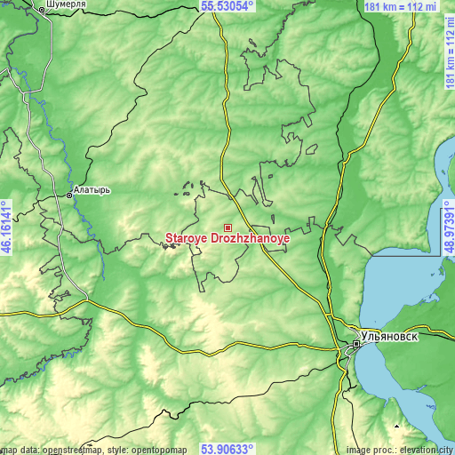 Topographic map of Staroye Drozhzhanoye