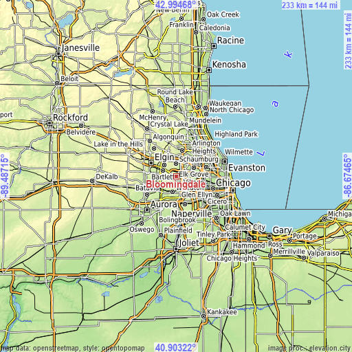 Topographic map of Bloomingdale