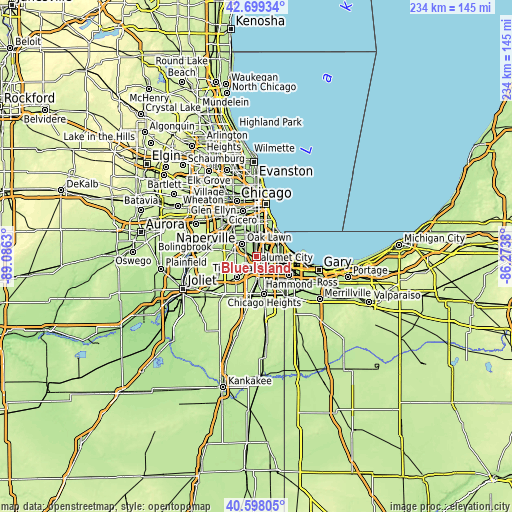 Topographic map of Blue Island