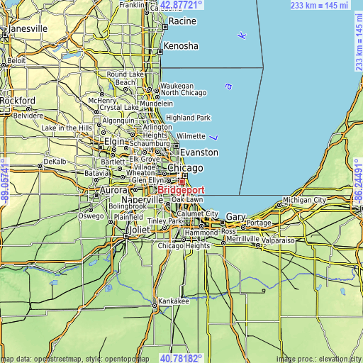 Topographic map of Bridgeport