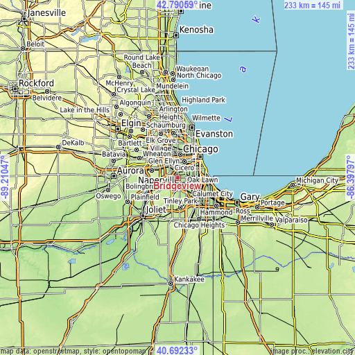 Topographic map of Bridgeview