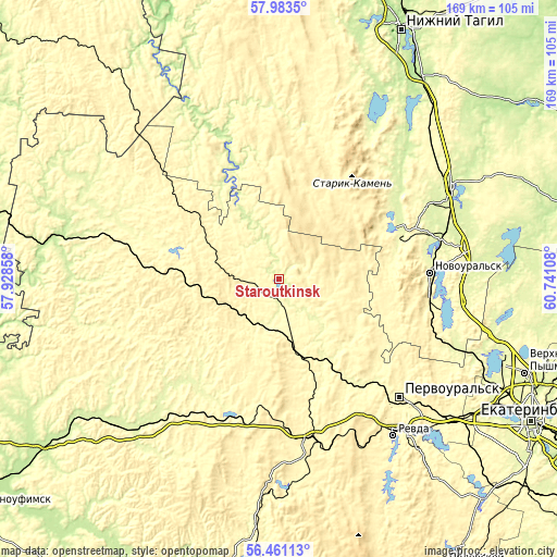 Topographic map of Staroutkinsk